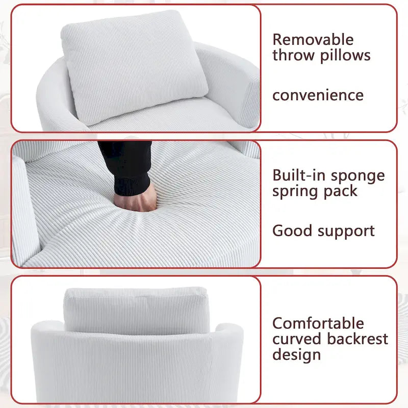 Fauteuil baril pivotant à 360°, canapé rond confortable pour le salon, convient pour la chambre de bébé, l'hôtel, la chambre à coucher, le bureau