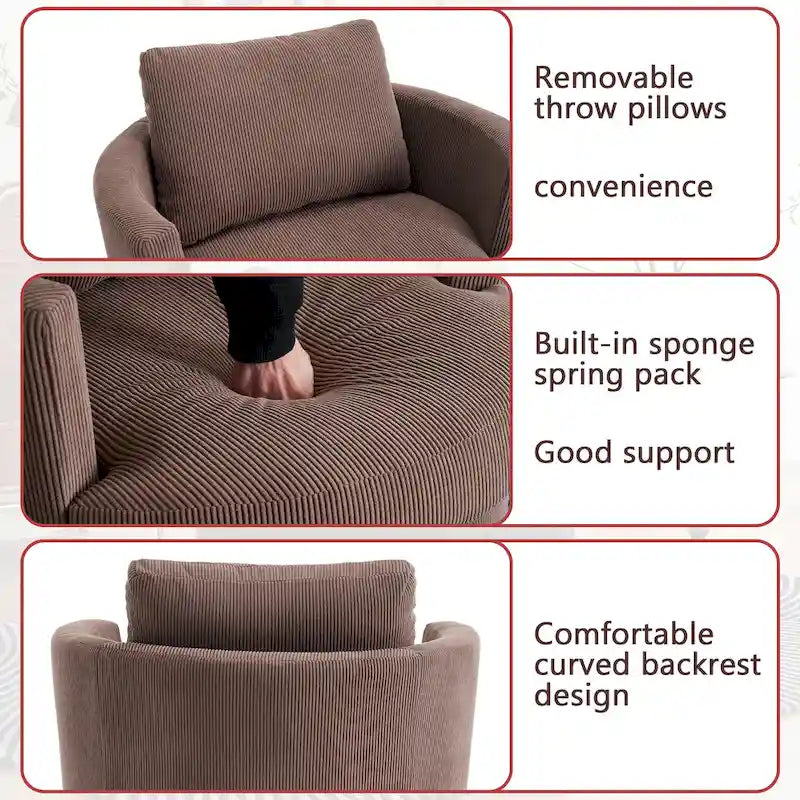 Fauteuil baril pivotant à 360°, canapé rond confortable pour le salon, convient pour la chambre de bébé, l'hôtel, la chambre à coucher, le bureau