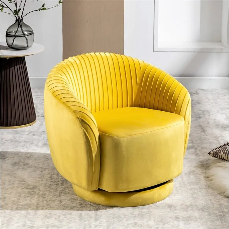 Fauteuil pivotant contemporain en velours avec capacité de rotation à 360°, canapé une place rond