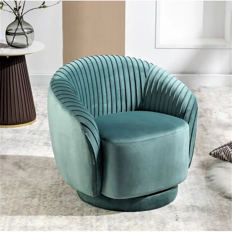 Fauteuil pivotant contemporain en velours avec capacité de rotation à 360°, canapé une place rond