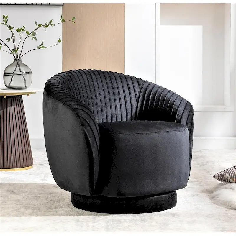 Fauteuil pivotant contemporain en velours avec capacité de rotation à 360°, canapé une place rond