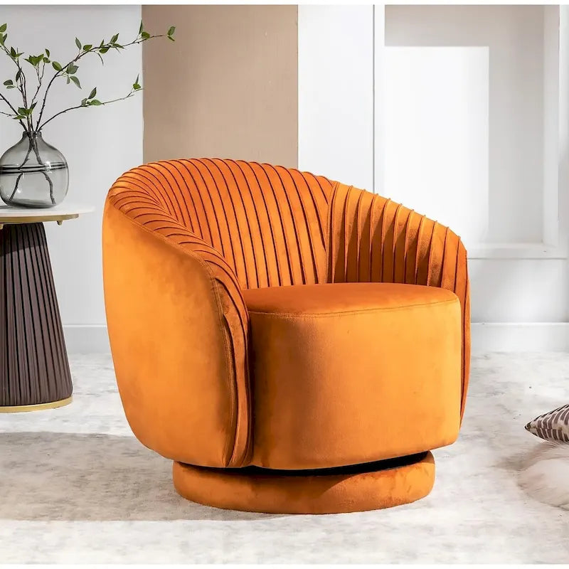 Fauteuil pivotant contemporain en velours avec capacité de rotation à 360°, canapé une place rond