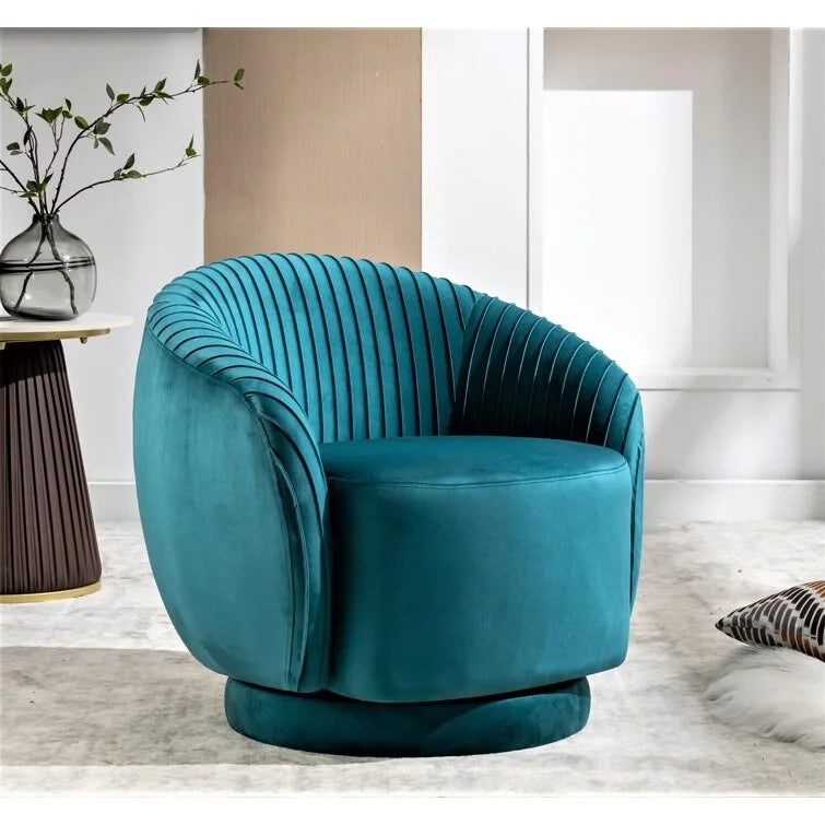 Fauteuil pivotant contemporain en velours avec capacité de rotation à 360°, canapé une place rond