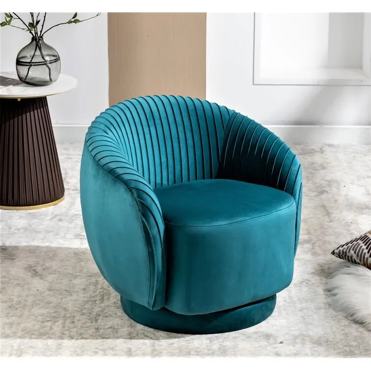 Fauteuil pivotant contemporain en velours avec capacité de rotation à 360°, canapé une place rond