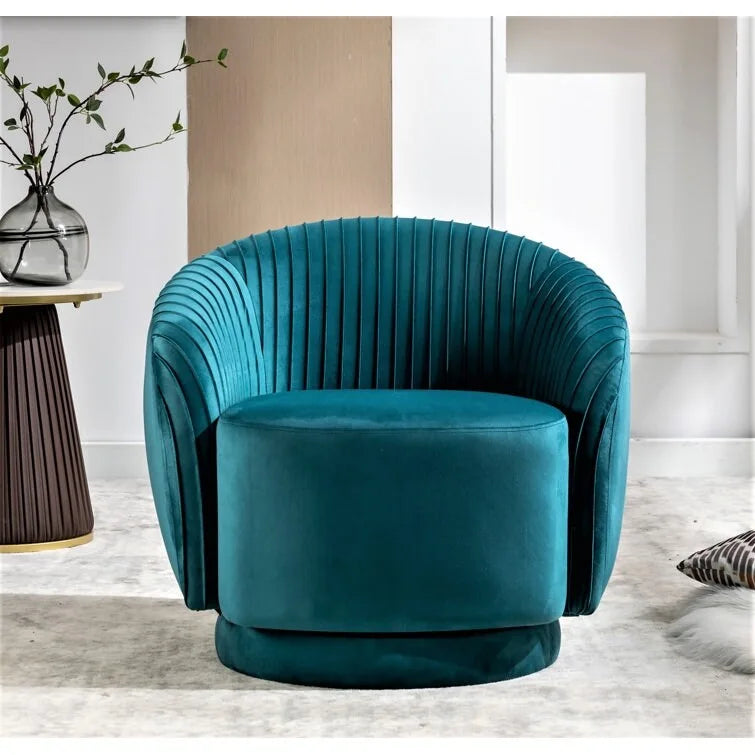 Fauteuil pivotant contemporain en velours avec capacité de rotation à 360°, canapé une place rond