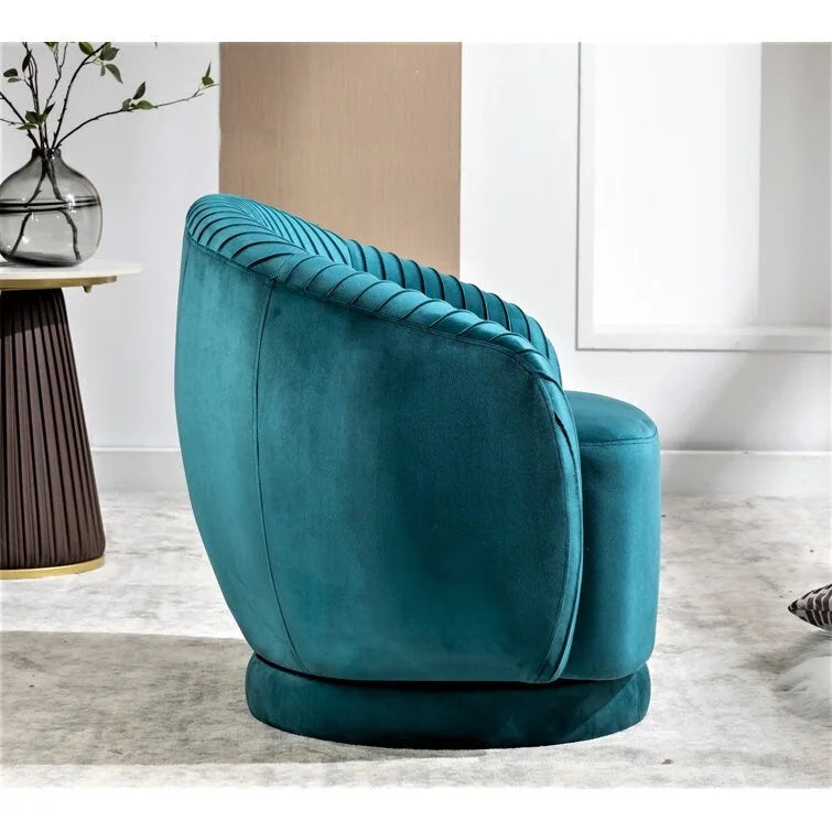 Fauteuil pivotant contemporain en velours avec capacité de rotation à 360°, canapé une place rond