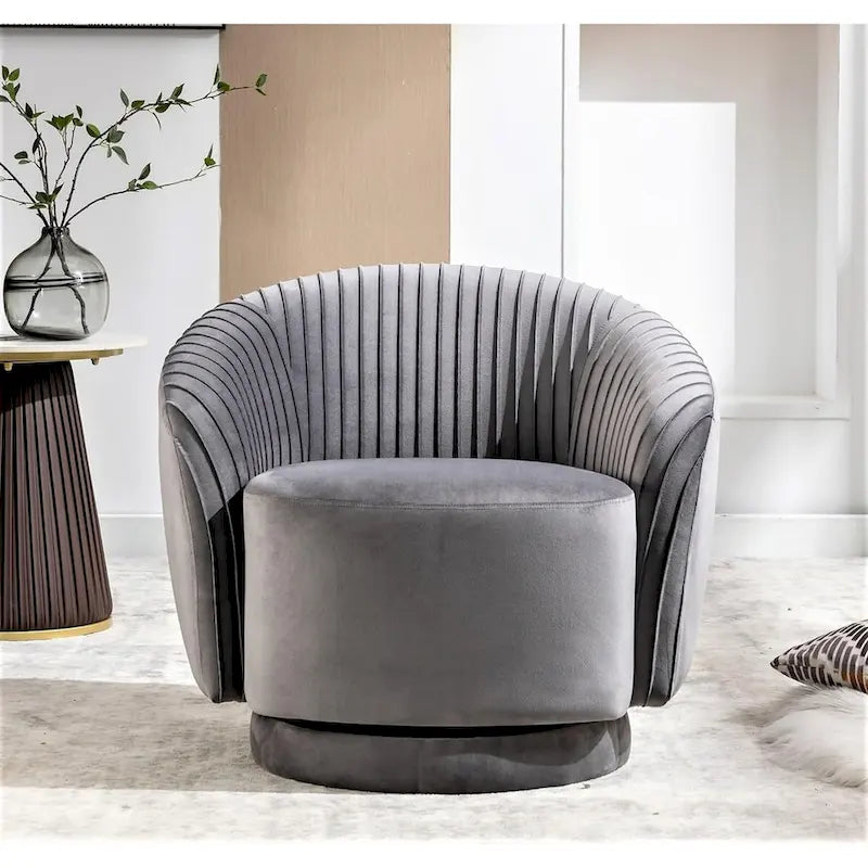 Fauteuil pivotant contemporain en velours avec capacité de rotation à 360°, canapé une place rond