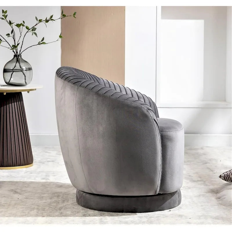 Fauteuil pivotant contemporain en velours avec capacité de rotation à 360°, canapé une place rond