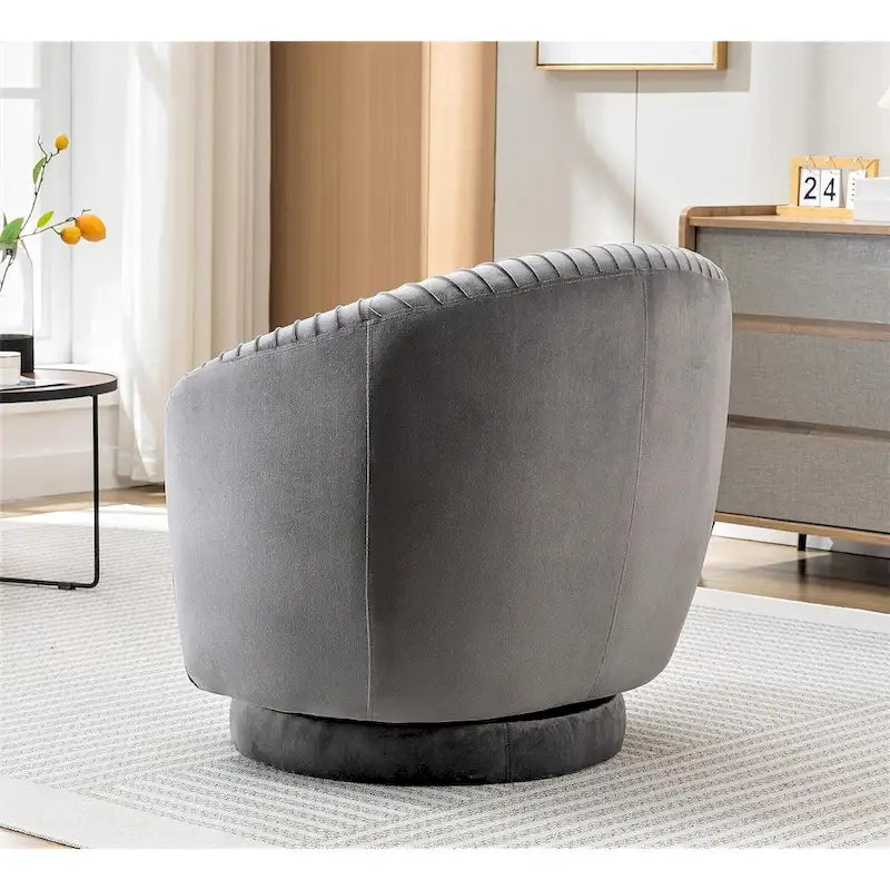 Fauteuil pivotant contemporain en velours avec capacité de rotation à 360°, canapé une place rond