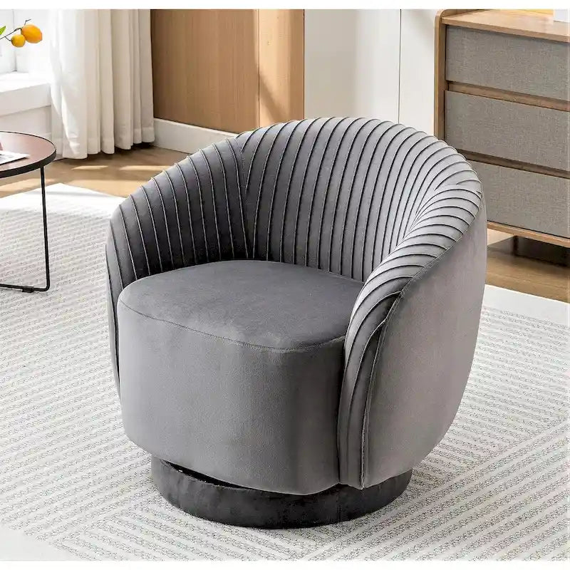 Fauteuil pivotant contemporain en velours avec capacité de rotation à 360°, canapé une place rond