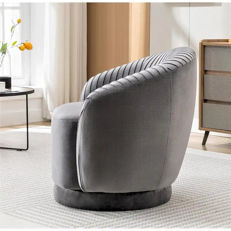 Fauteuil pivotant contemporain en velours avec capacité de rotation à 360°, canapé une place rond
