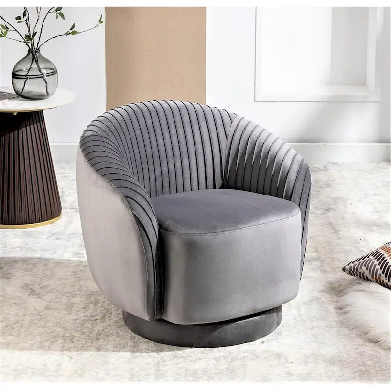 Fauteuil pivotant contemporain en velours avec capacité de rotation à 360°, canapé une place rond