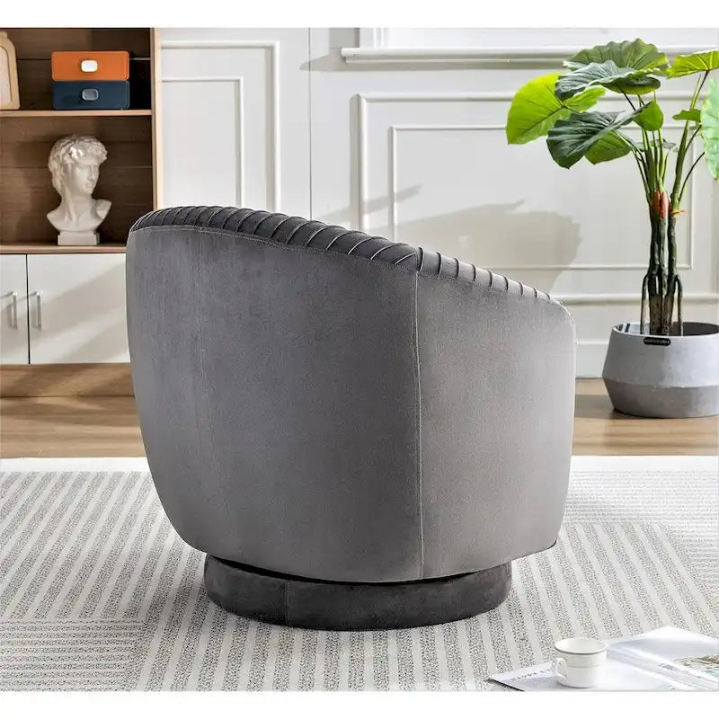 Fauteuil pivotant contemporain en velours avec capacité de rotation à 360°, canapé une place rond