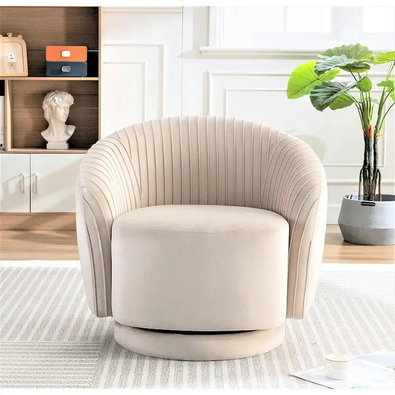 Fauteuil pivotant contemporain en velours avec capacité de rotation à 360°, canapé une place rond
