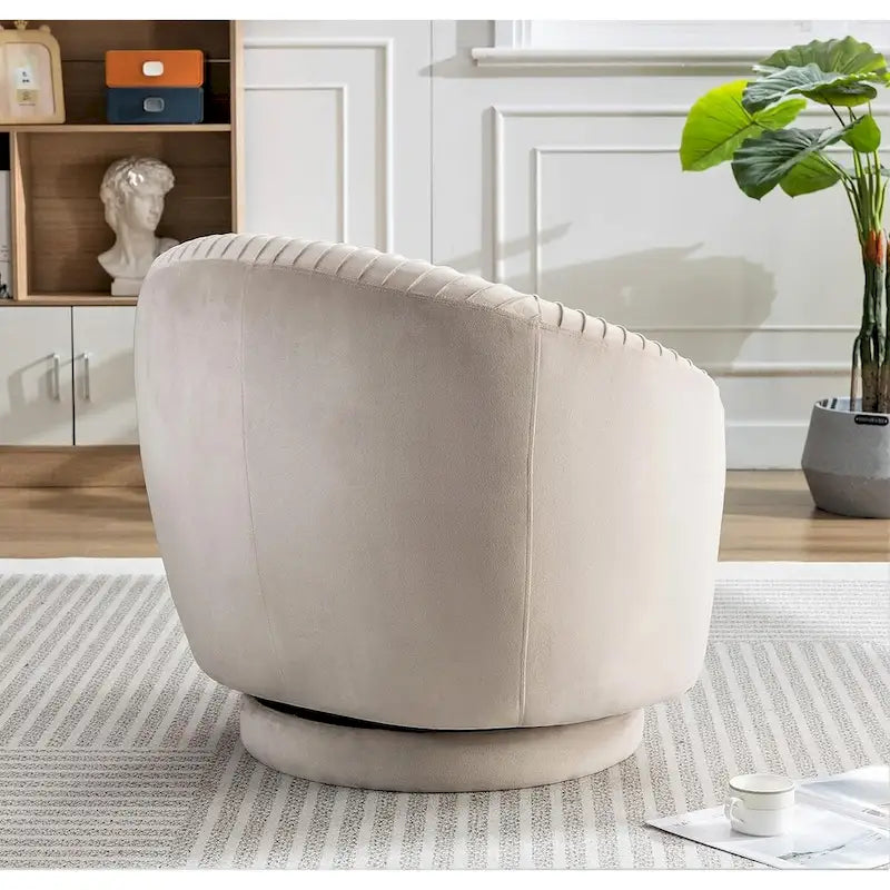 Fauteuil pivotant contemporain en velours avec capacité de rotation à 360°, canapé une place rond