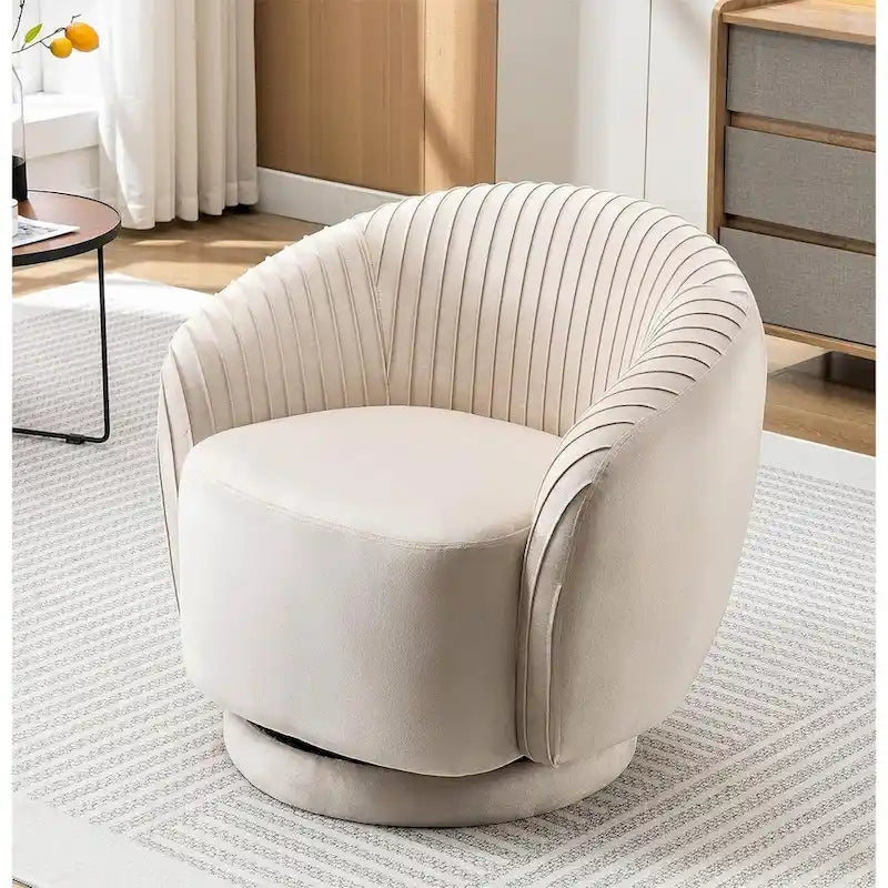 Fauteuil pivotant contemporain en velours avec capacité de rotation à 360°, canapé une place rond