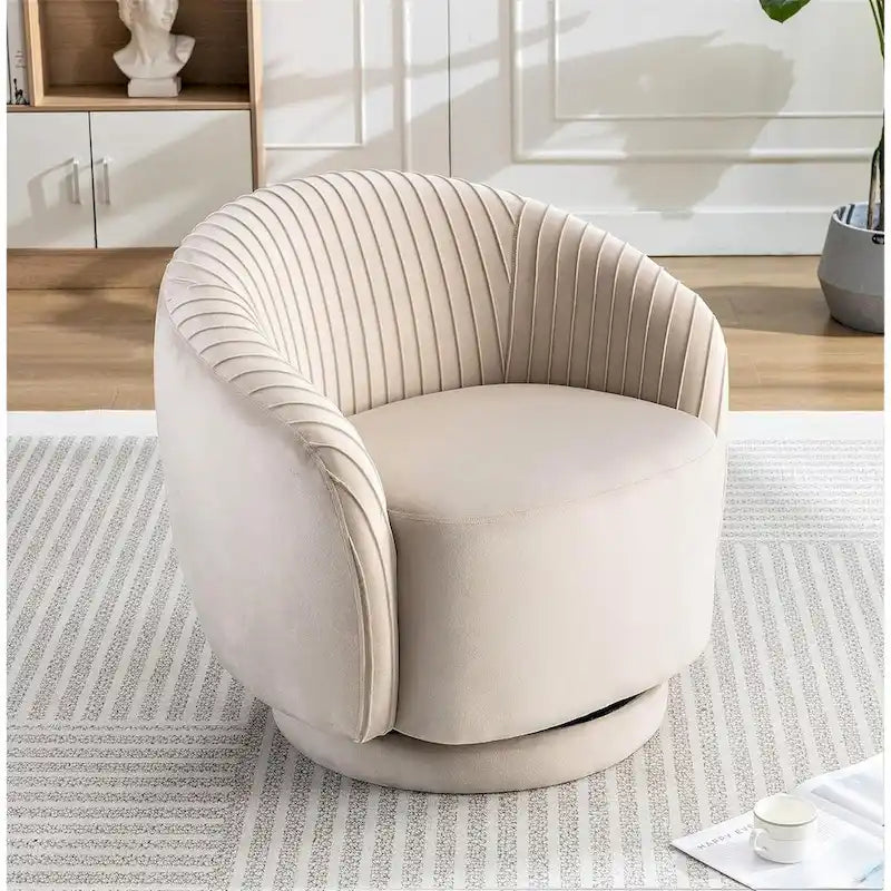 Fauteuil pivotant contemporain en velours avec capacité de rotation à 360°, canapé une place rond