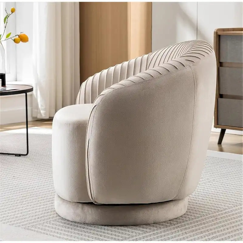 Fauteuil pivotant contemporain en velours avec capacité de rotation à 360°, canapé une place rond