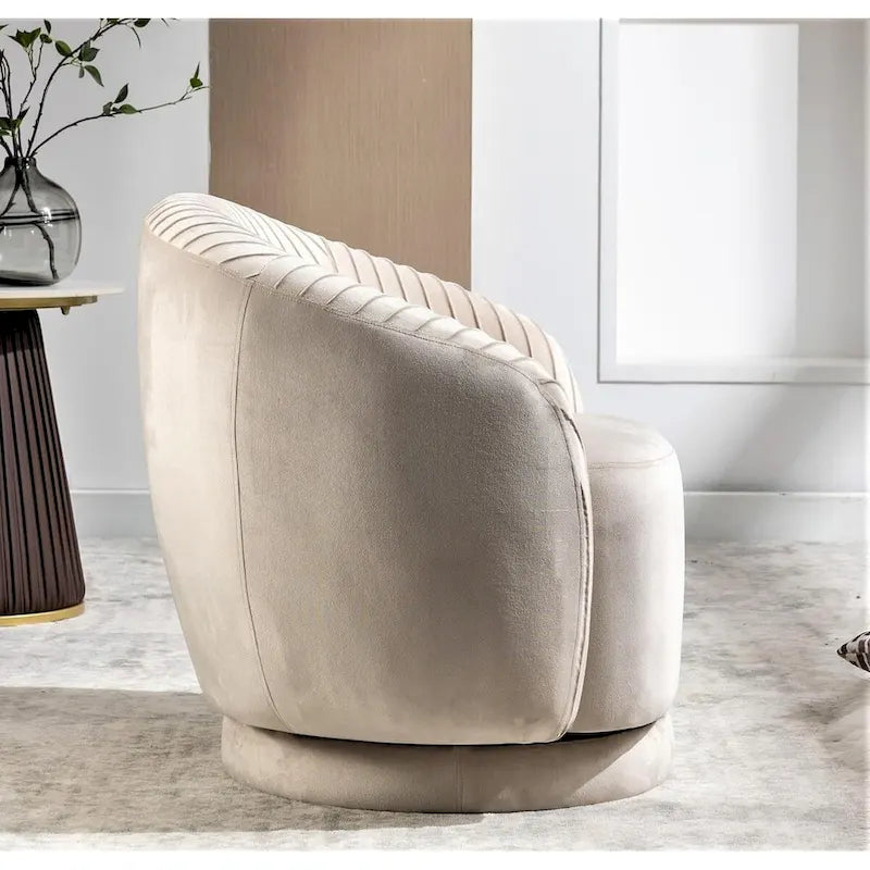 Fauteuil pivotant contemporain en velours avec capacité de rotation à 360°, canapé une place rond