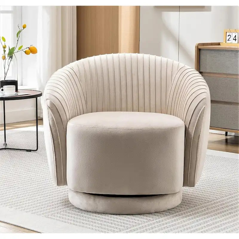 Fauteuil pivotant contemporain en velours avec capacité de rotation à 360°, canapé une place rond
