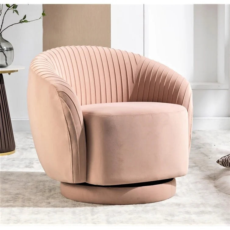 Fauteuil pivotant contemporain en velours avec capacité de rotation à 360°, canapé une place rond