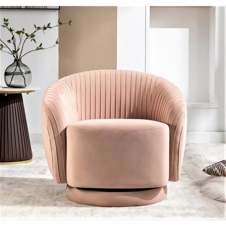 Fauteuil pivotant contemporain en velours avec capacité de rotation à 360°, canapé une place rond