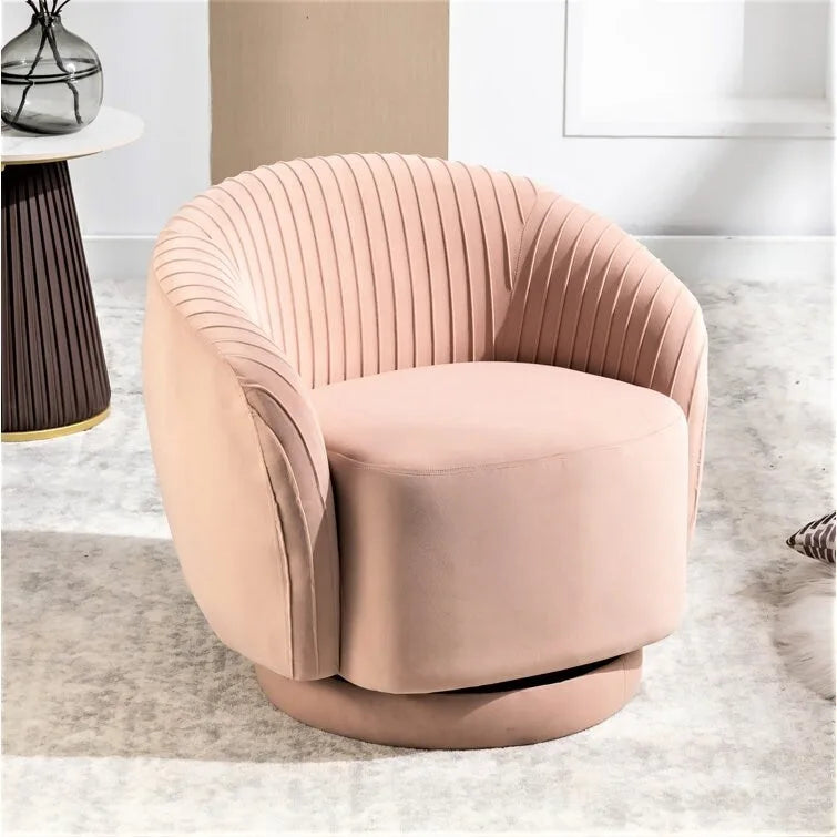 Fauteuil pivotant contemporain en velours avec capacité de rotation à 360°, canapé une place rond
