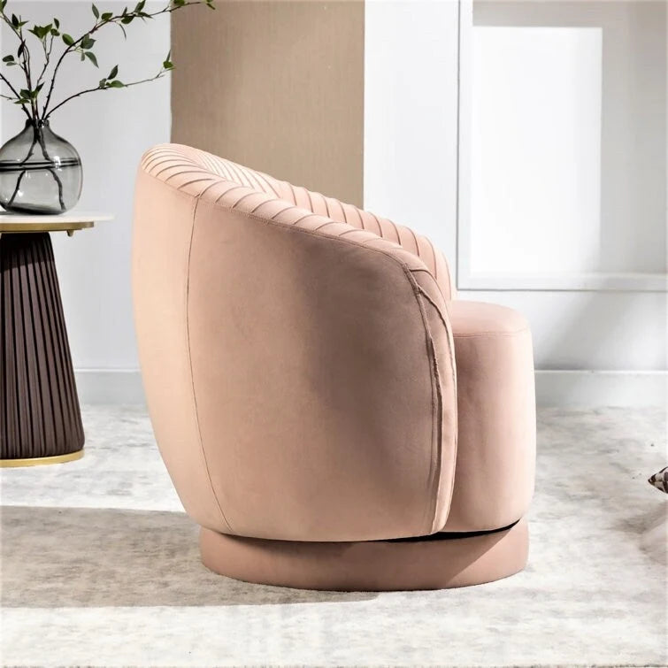 Fauteuil pivotant contemporain en velours avec capacité de rotation à 360°, canapé une place rond