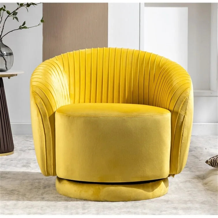 Fauteuil pivotant contemporain en velours avec capacité de rotation à 360°, canapé une place rond