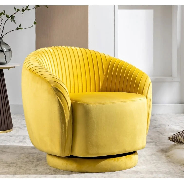 Fauteuil pivotant contemporain en velours avec capacité de rotation à 360°, canapé une place rond