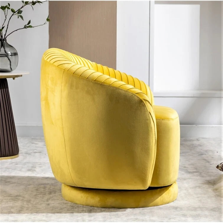 Fauteuil pivotant contemporain en velours avec capacité de rotation à 360°, canapé une place rond