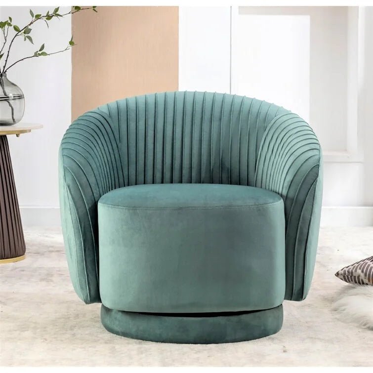 Fauteuil pivotant contemporain en velours avec capacité de rotation à 360°, canapé une place rond