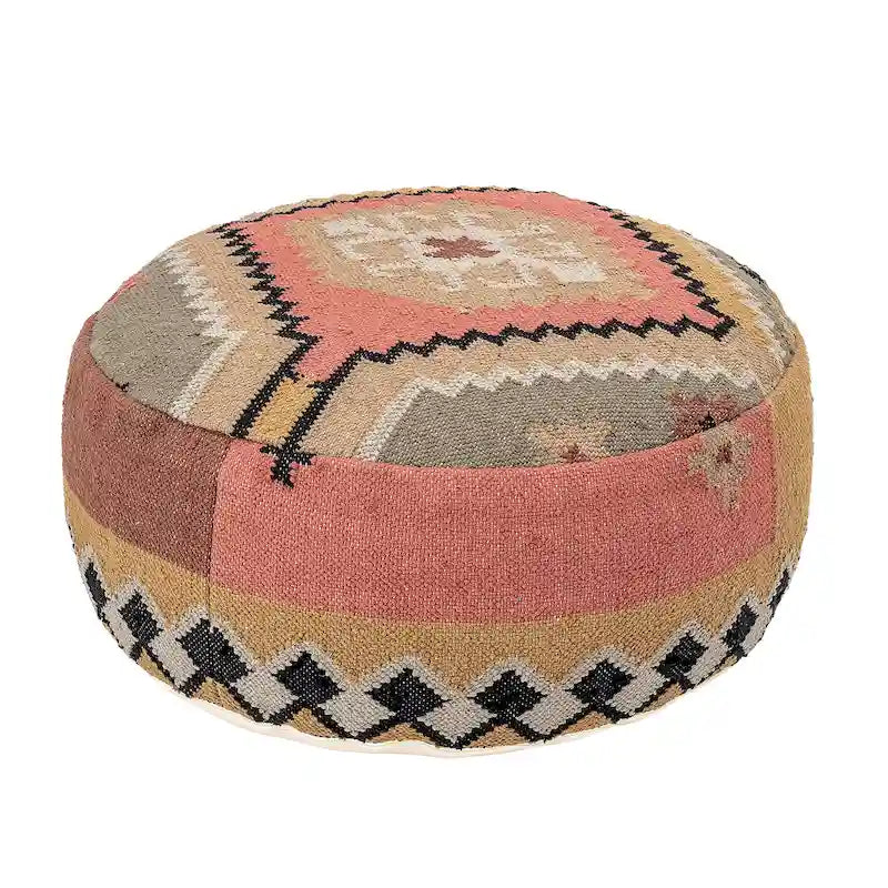 Pouf en coton tissé multicolore
