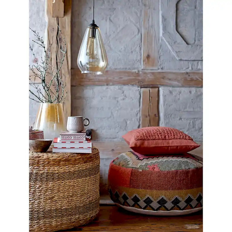 Pouf en coton tissé multicolore