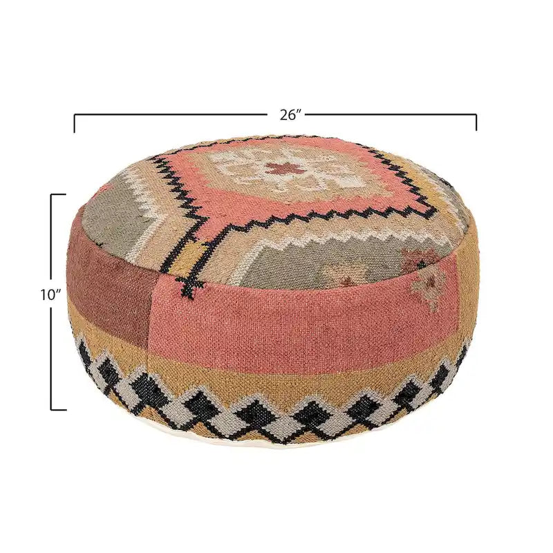 Pouf en coton tissé multicolore