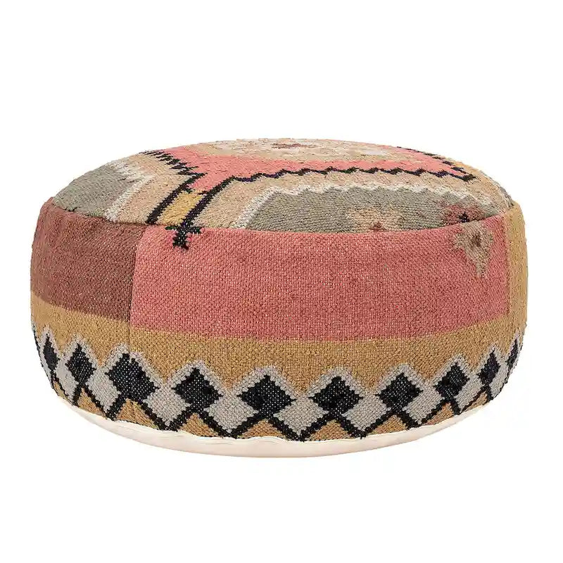 Pouf en coton tissé multicolore