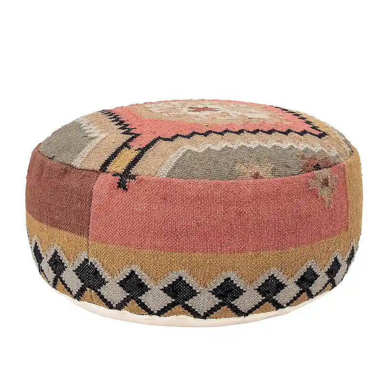 Pouf en coton tissé multicolore