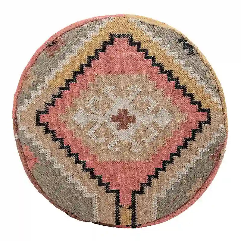 Pouf en coton tissé multicolore