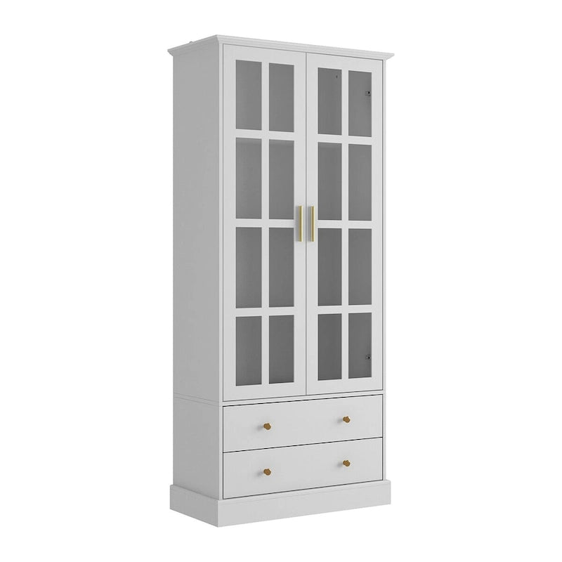 Vitrine avec portes en verre Bibliothèque Meuble d'appoint Salon Couloir - 70.1H x 31.5L