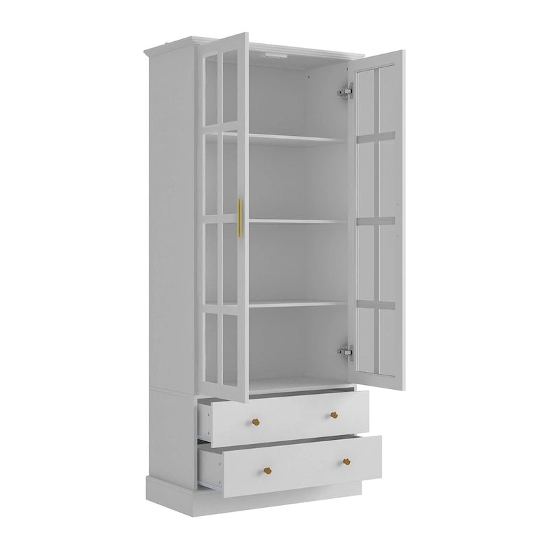 Vitrine avec portes en verre Bibliothèque Meuble d'appoint Salon Couloir - 70.1H x 31.5L