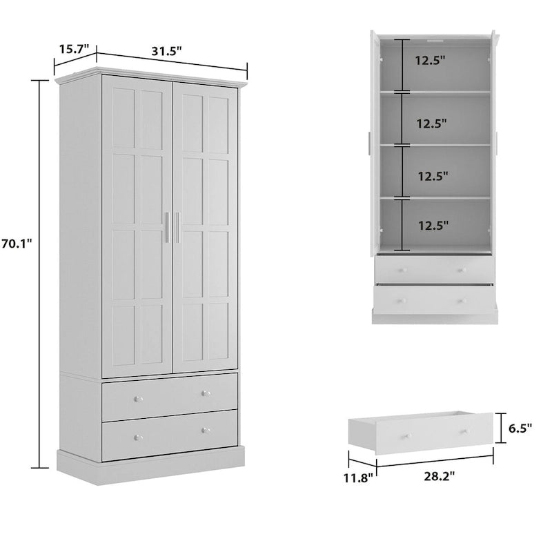 Vitrine avec portes en verre Bibliothèque Meuble d'appoint Salon Couloir - 70.1H x 31.5L