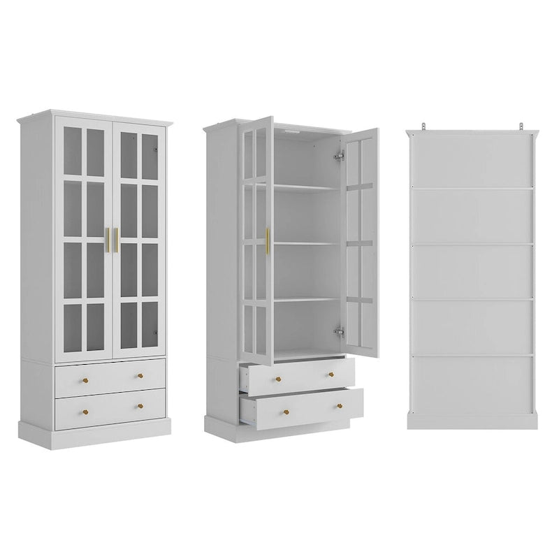 Vitrine avec portes en verre Bibliothèque Meuble d'appoint Salon Couloir - 70.1H x 31.5L