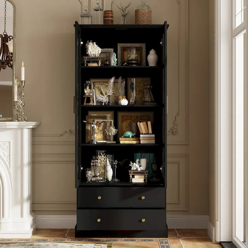 Vitrine avec portes en verre Bibliothèque Meuble d'appoint Salon Couloir - 70.1H x 31.5L