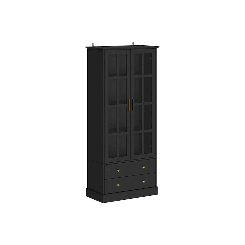 Vitrine avec portes en verre Bibliothèque Meuble d'appoint Salon Couloir - 70.1H x 31.5L