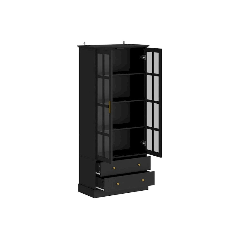 Vitrine avec portes en verre Bibliothèque Meuble d'appoint Salon Couloir - 70.1H x 31.5L