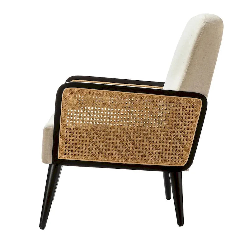 Lot de 2 fauteuils d'appoint Carmina style bohème moderne rembourrés avec pieds en bois