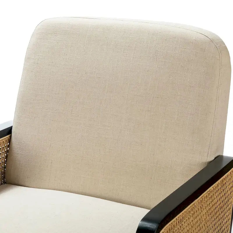 Lot de 2 fauteuils d'appoint Carmina style bohème moderne rembourrés avec pieds en bois