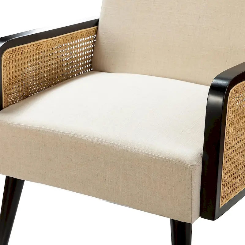 Lot de 2 fauteuils d'appoint Carmina style bohème moderne rembourrés avec pieds en bois
