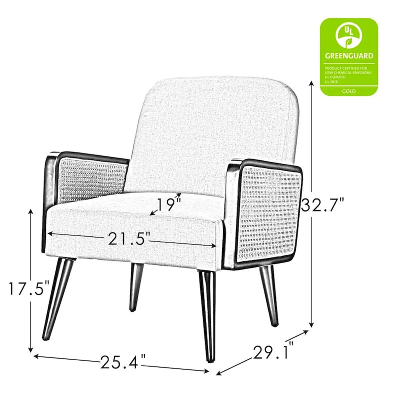 Lot de 2 fauteuils d'appoint Carmina style bohème moderne rembourrés avec pieds en bois
