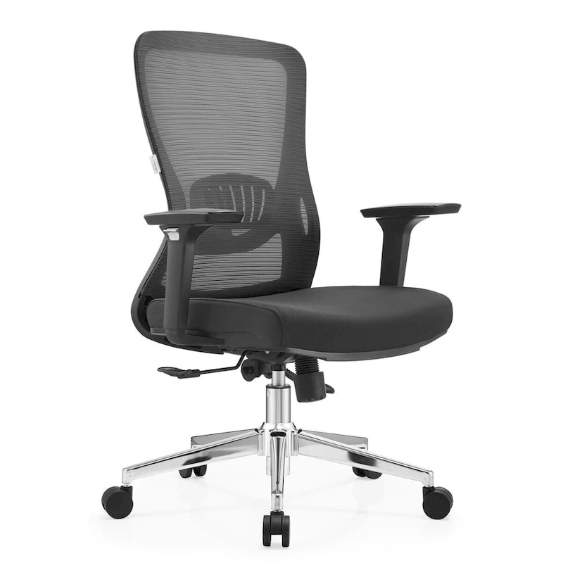 Chaise de bureau en coton avec dossier mi-hauteur en maille